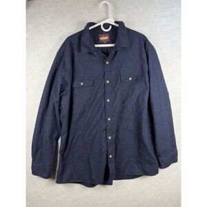 Alesbury Mens Navy Speckled Button Down Shirt Flannel Long Sleeve Size 2XL